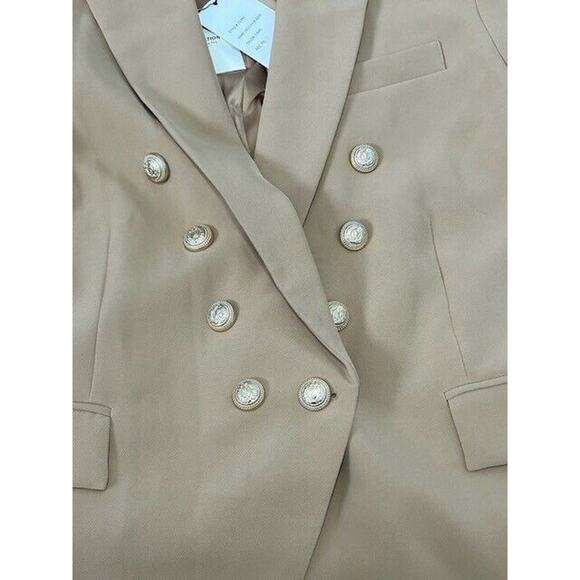 Generation Love Delilah Crepe Blazer Jacket Double Breasted Peak Lapel Camel XXL - Picture 3 of 10